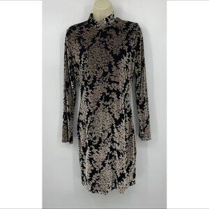 Dress the Population Dana shift body-con dress burn-out velvet black tan ombre L